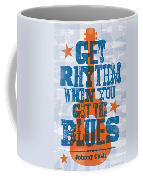 Get Rhythm Coffee Mug featuring the digital art Get Rhythm - Johnny Cash Lyric Poster by Jim Zahniser