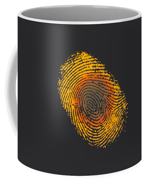 'inconsequential Beauty' Collection By Serge Averbukh Coffee Mug featuring the digital art Giant Iridescent Fingerprint on Volcanic Rock Gray Set of 4 - 4 of 4 by Serge Averbukh