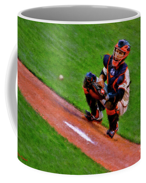 Coffee Mug featuring the photograph Giants Buster Posey Gets Fast Ball by Blake Richards