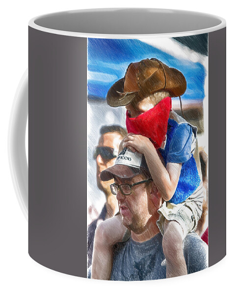 Kids Coffee Mug featuring the digital art Giddyup Daddy by John Haldane