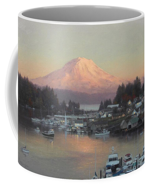 Gig Harbor Coffee Mug featuring the painting Gig Harbor Sunset by Ezra Suko
