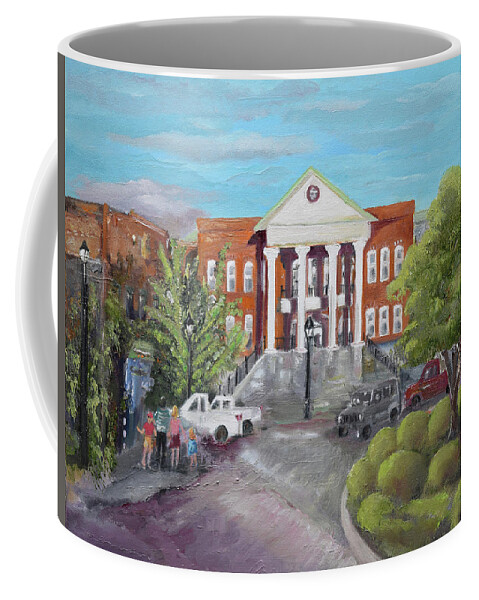 Gilmer County Courthouse Coffee Mug featuring the painting Gilmer County Courthouse - Ellijay, GA by Jan Dappen