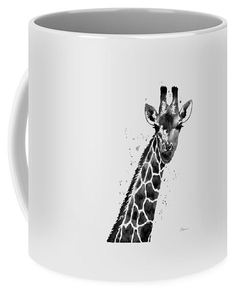 Giraffe Coffee Mug featuring the painting Giraffe in Black and White by Hailey E Herrera