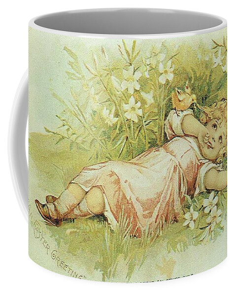 Frances Brundage Coffee Mug featuring the painting Girl and Chick by Reynold Jay