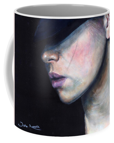 Woman Coffee Mug featuring the painting Girl in Black Hat by John Neeve