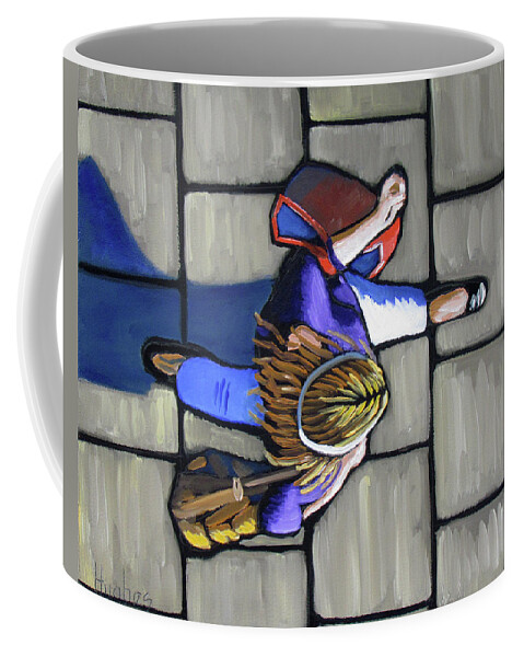 Girl Coffee Mug featuring the painting Girl Overhead Walking by Kevin Hughes