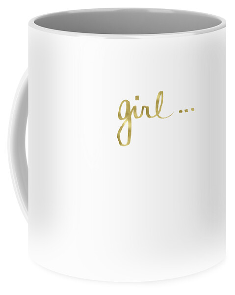 Little Black Dress Coffee Mug featuring the painting Girl Talk Gold- Art by Linda Woods by Linda Woods