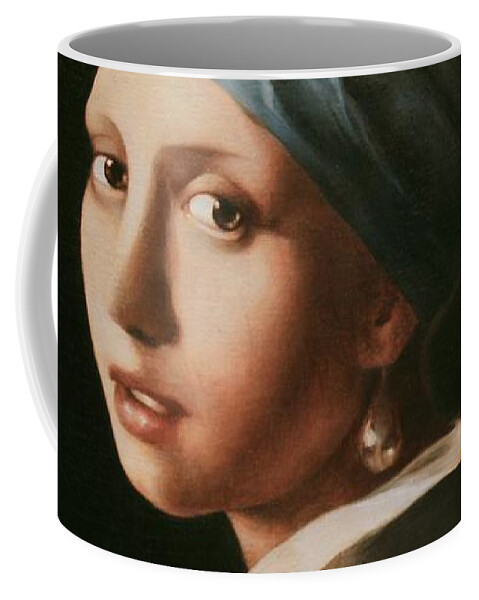 Old Masters Coffee Mug featuring the painting Girl with a Pearl Earring - After Vermeer by Yvonne Wright