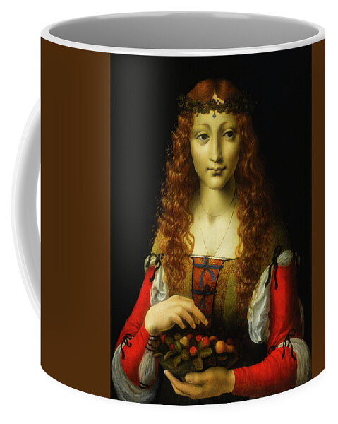 Painting Coffee Mug featuring the painting Girl With Cherries by Mountain Dreams