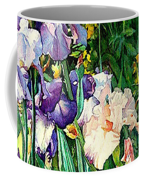 Iris Coffee Mug featuring the painting Iris by Francoise Chauray