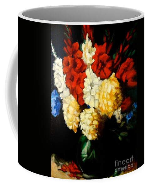 Floral Coffee Mug featuring the painting Gladiolas by Jenny Lee