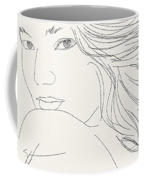 Drawing Coffee Mug featuring the digital art Glance by Scott Waters