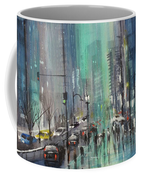 Night City Paintings Coffee Mug featuring the painting Glass and Steel by Tom Shropshire