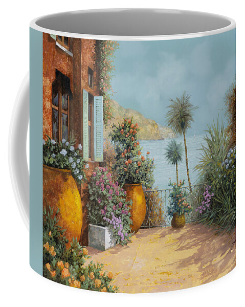 Seascape Coffee Mug featuring the painting Gli Otri Sul Terrazzo by Guido Borelli