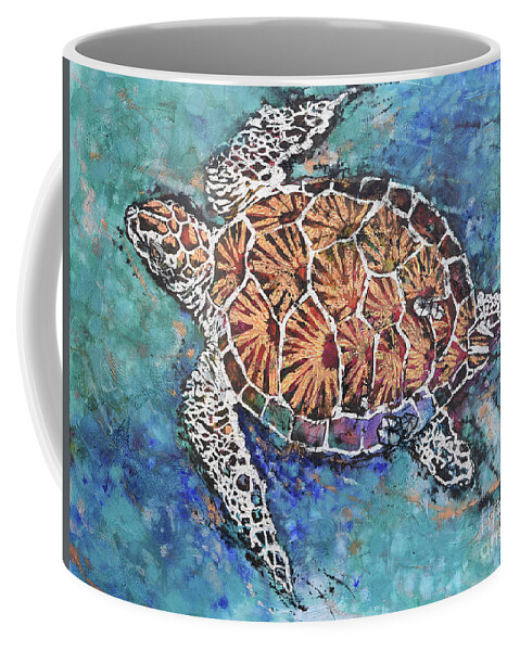 Marine Animals Coffee Mug featuring the painting Glittering Turtle by Jyotika Shroff