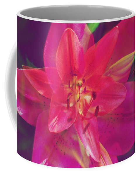 Pink Tiger Lily Coffee Mug featuring the photograph Glorious Pink Magenta Tiger Lily by Suzanne Powers