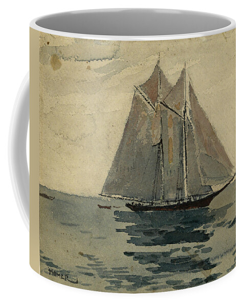Winslow Homer Coffee Mug featuring the drawing Gloucester Schooner by Winslow Homer
