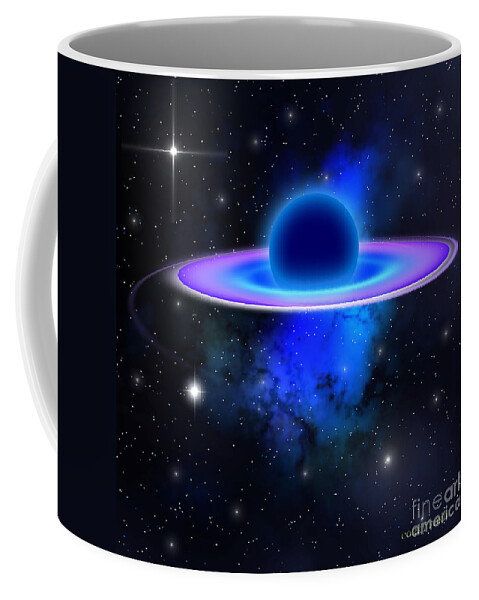 Black Hole Coffee Mug featuring the painting Glowing Black Hole by Corey Ford