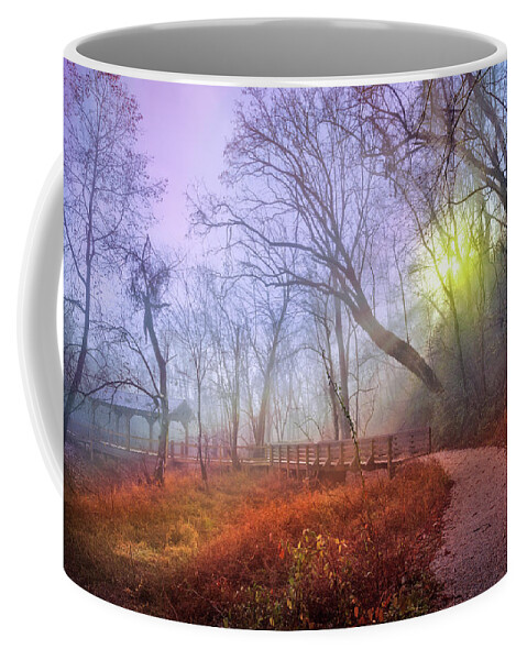 Appalachia Coffee Mug featuring the photograph Glowing Through the Trees by Debra and Dave Vanderlaan