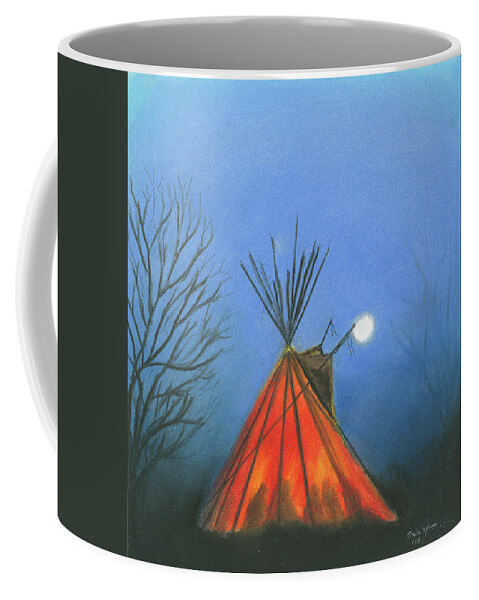 Tepee Coffee Mug featuring the pastel Glowing Tepee by Sheila Johns