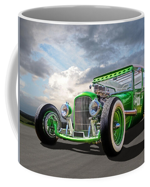 Vintage Ford Coffee Mug featuring the photograph Go Faster Green - Vintage Hot Rod by Gill Billington