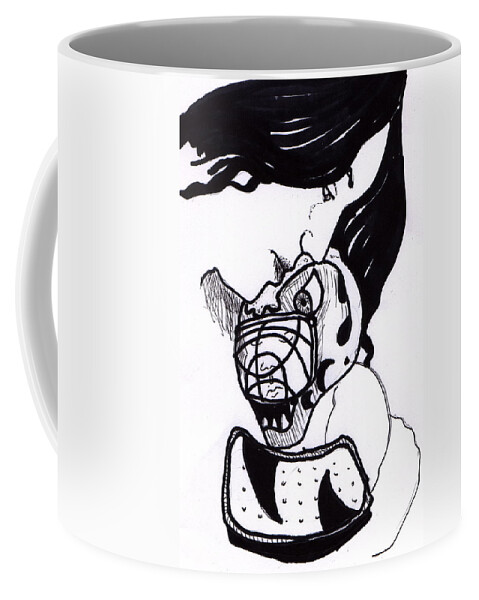 Ink Coffee Mug featuring the drawing Goalie Mom by Todd Peterson