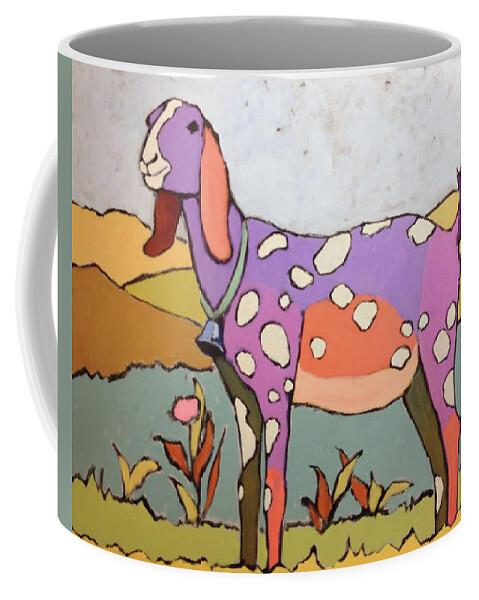 Nubian Goat Coffee Mug featuring the painting Goat of Many Colors by Ande Hall