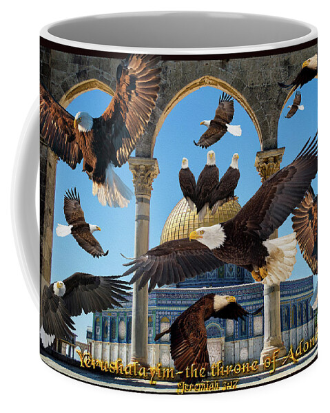 Eagle Coffee Mug featuring the digital art Possessing the Gates by Constance Woods