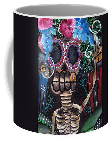 Day Of The Dead Coffee Mug featuring the painting Going Out by Abril Andrade