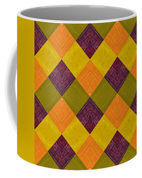 Orange Coffee Mug featuring the painting Gold and Green with Orange 2.0 by Michelle Calkins