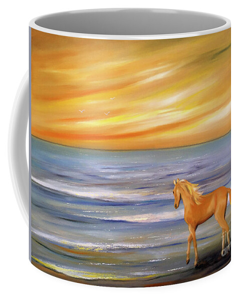 Gold Coffee Mug featuring the painting Gold and Silver by Gina De Gorna