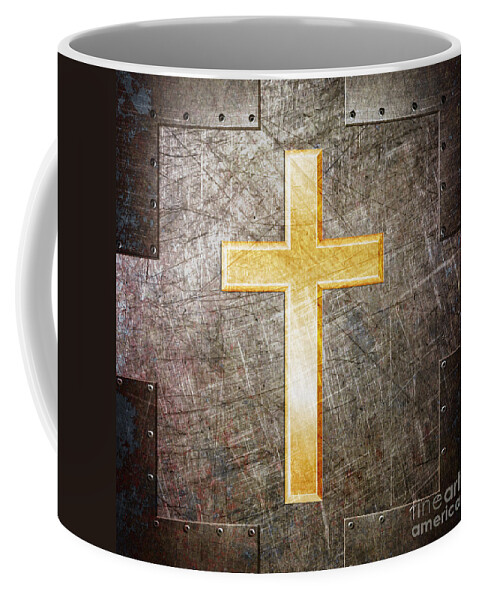 Cross Coffee Mug featuring the digital art Gold and Silver by Fred Ber