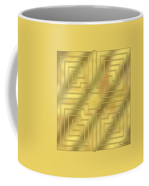 Gold Geometric Design 4 Coffee Mug featuring the digital art Gold Geo 4 - Chuck Staley Design by Chuck Staley
