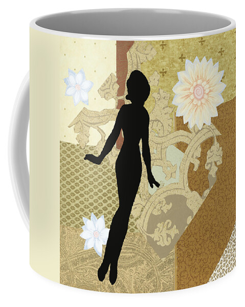  Coffee Mug featuring the mixed media Gold Paper Doll by Katia Von Kral