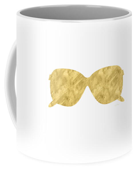 Sunglasses Coffee Mug featuring the mixed media Gold Shades- Art by Linda Woods by Linda Woods