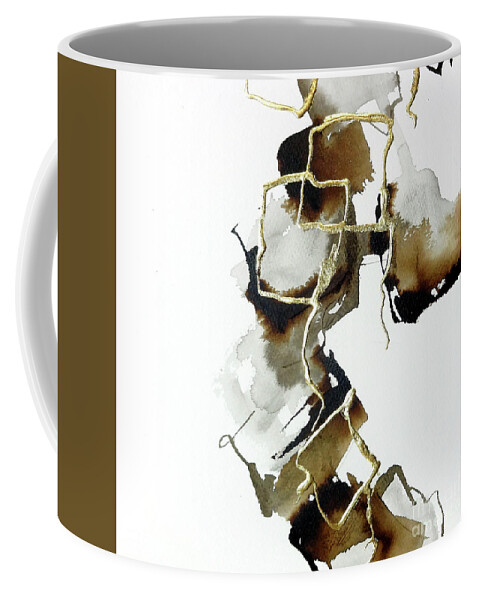 Original Watercolors Coffee Mug featuring the painting Gold Squares 2 by Chris Paschke
