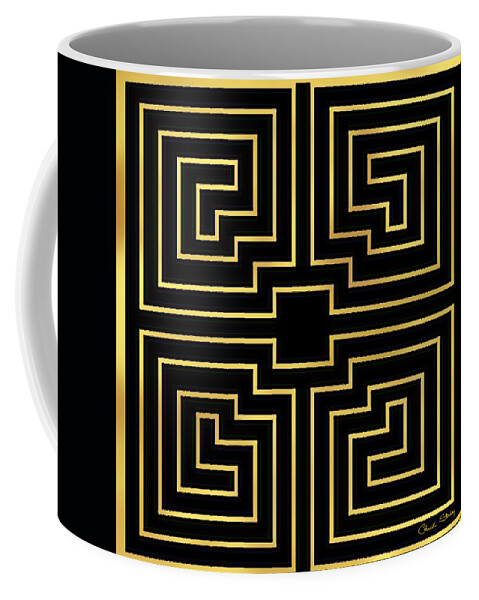 Gold Stripes On Black Coffee Mug featuring the digital art Gold Stripes on Black by Chuck Staley