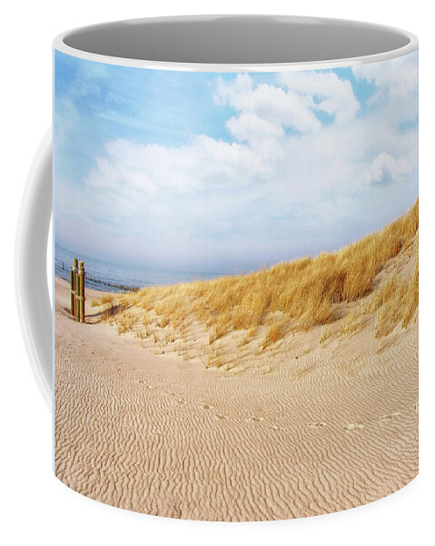 Grassy Dune Coffee Mug featuring the photograph Golden Beach Walk by Kathi Mirto
