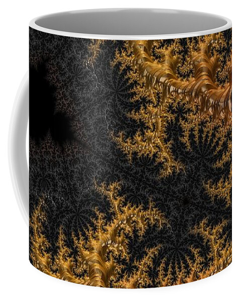 Fractal Coffee Mug featuring the digital art Golden Branching Moss by Paisley O'Farrell