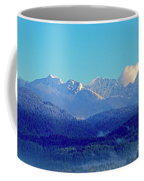Golden Ears Mountains Coffee Mug featuring the photograph Golden Ears Mountains Winter Vista by Sharon Talson
