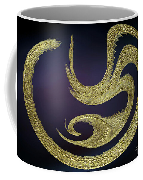 Gabriele Pomykaj Coffee Mug featuring the digital art Golden Exotic Bird Abstract 2 by Gabriele Pomykaj