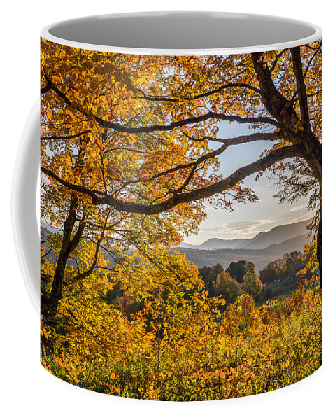 Fall Foliage Coffee Mug featuring the photograph Vermont Framed in Gold by Tim Kirchoff