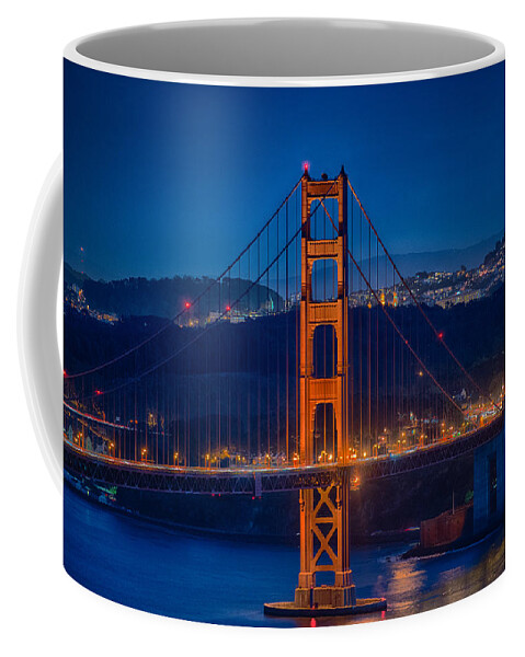Golden Gate Bridge Coffee Mug featuring the photograph Golden Gate Bridge Blue Hour by Paul Freidlund