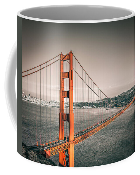 Golden Gate Bridge Coffee Mug featuring the photograph Golden Gate Bridge Selective Color by James Udall