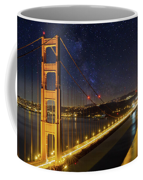 Golden Gate Coffee Mug featuring the photograph Golden Gate Bridge under the Starry Night Sky by David Gn