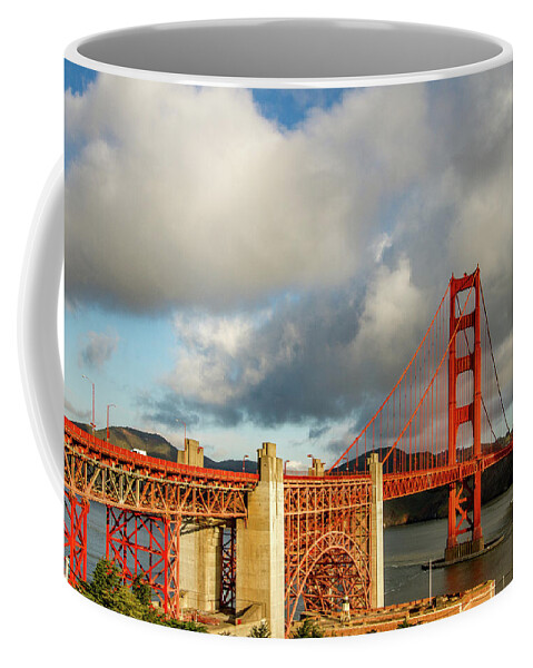 Golden Gate Bridge Coffee Mug featuring the photograph Golden Gate From Above Ft. Point by Bill Gallagher