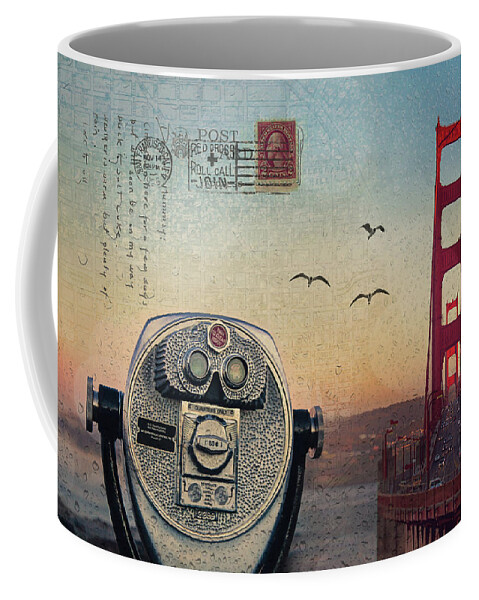 San Francisco Art Coffee Mug featuring the photograph Golden Gate Rain - Photography Collage by Melanie Alexandra Price