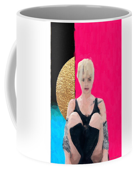 'hey Coffee Mug featuring the digital art Golden Girl No. 3 by Serge Averbukh