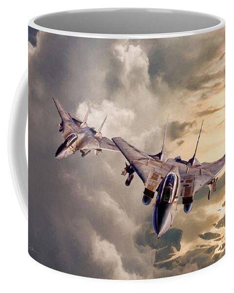 Aviation Coffee Mug featuring the digital art Golden Hour Bounty Hunters by Peter Chilelli