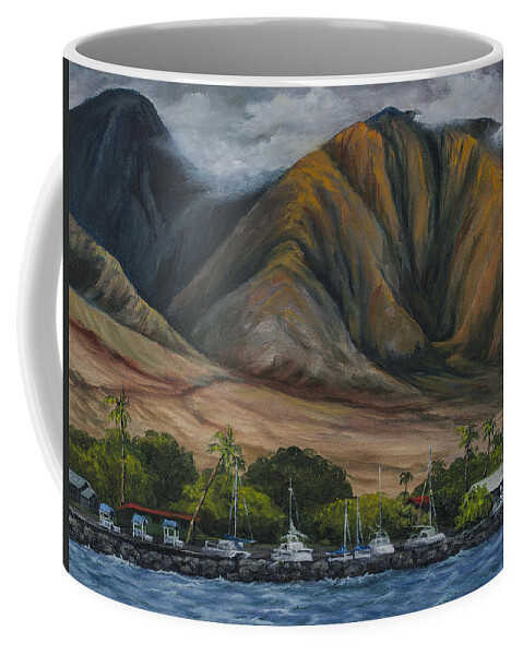 Landscape Coffee Mug featuring the painting Golden Light West Maui by Darice Machel McGuire